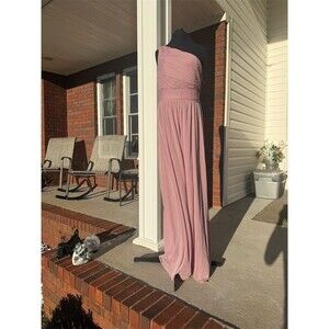 DB Studio Dress Womens Size 6 Dusty Mauve One Shoulder Ruched Maxi Gown